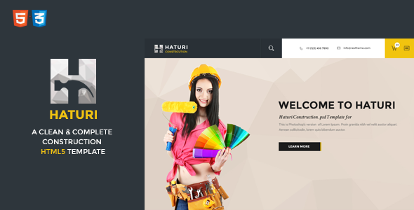 Product preview supplied for Haturi | Construction Business HTML5 Template