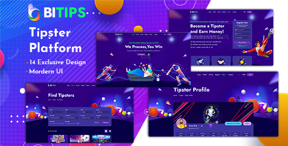 Product preview supplied for Bitips - Prediction Tips & Tipster Platform PSD Template