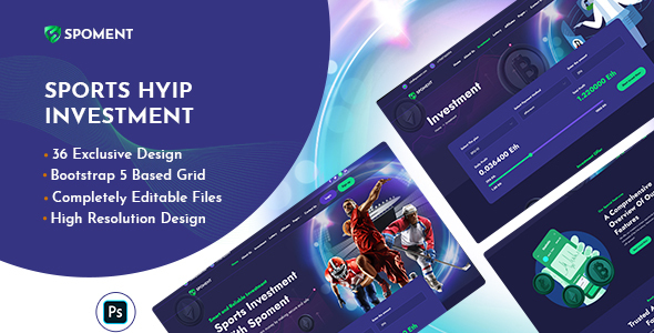 Spoment - Sports Hyip Investment PSD Template listing image