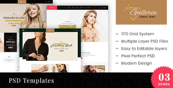 Galleria - Jewellery PSD Templates