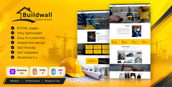 BUILDWALL – A Lightweight & Modern Construction Template listing image