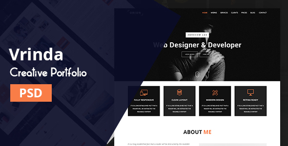 Preview image for Vrinda | Portfolio PSD Template