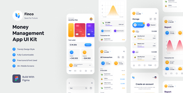 Finco - Money Management App Figma UI Kit product preview