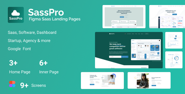 SassPro - Figma SaaS & Software Landing Pages listing image