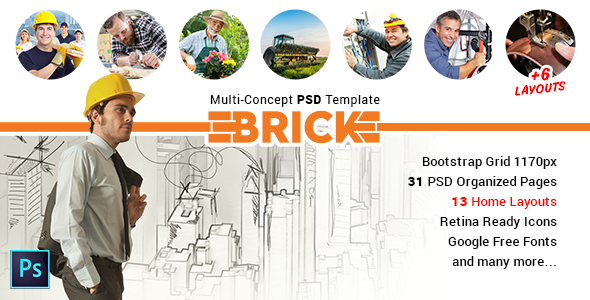 Brick - Multi Concept PSD Template