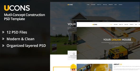 Preview image for UCONS Multi Concept Construction PSD Template