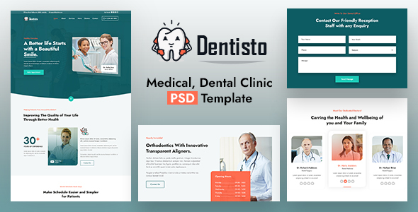Dentisto |  Dentist & Medical PSD Template listing image