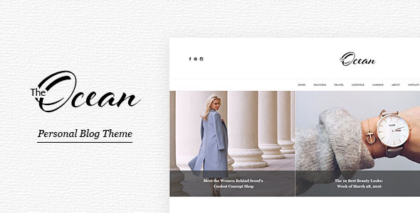 Product preview supplied for Ocean - Personal Blog PSD Template for Travelers and Dreamers