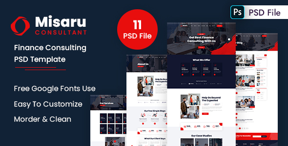 Preview image for Misaru - Finance Consulting PSD Template