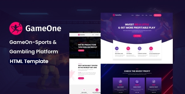 Product preview supplied for GameOne - Sports & Betting Platform Html Template