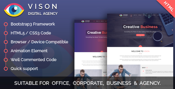 Vision Digital Agency – Multipurpose One Page HTML Template product preview