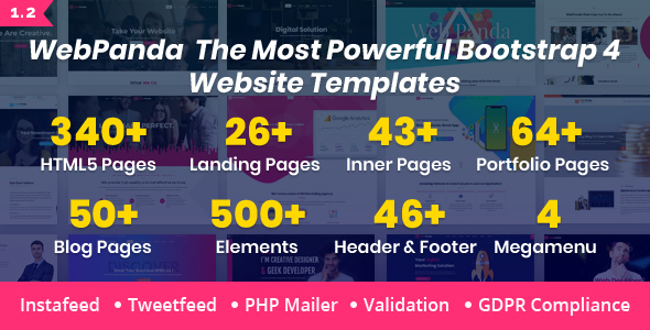 WebPanda - Bootstrap 4 Multipurpose Responsive HTML5 Template product preview