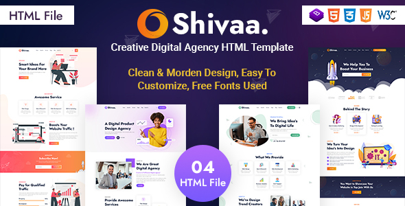 Shivaa - Creative Agency Bootstrap Template product preview