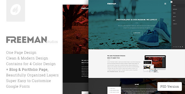 Freeman Studios - Creative One Page PSD Template