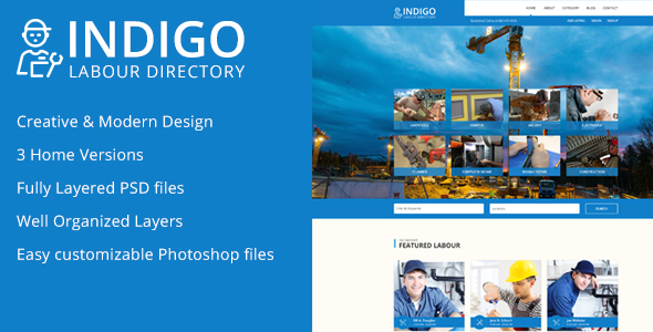 Preview image for Indigo Labour Directory PSD Template