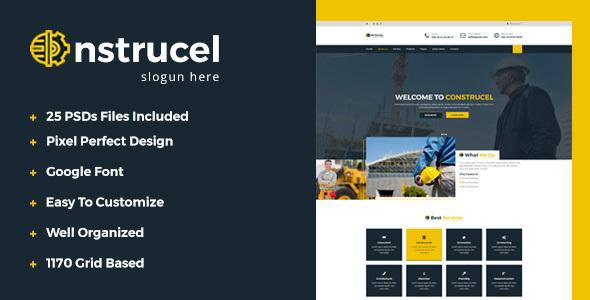 Construcel Construction PSD Template listing image