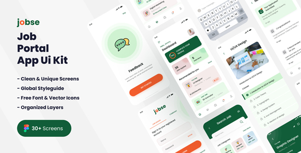 Jobse - Job Portal App Figma UI Template product preview