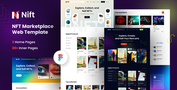Nift - NFT Marketplace Website Figma Template product preview