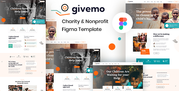 Product preview supplied for Givemo - Charity & Nonprofit Figma Template