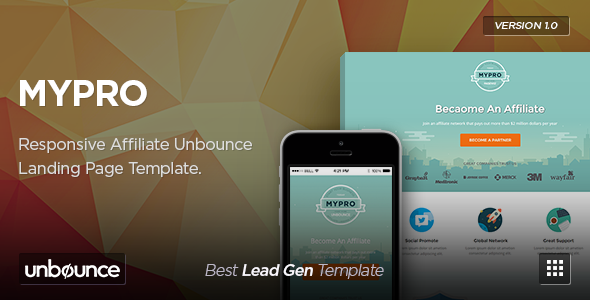 Product preview supplied for MyPro - Affiliate Unbounce Landing Page Template