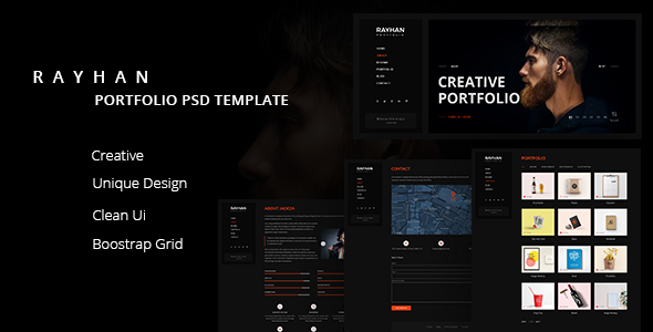 Product preview supplied for Rayhan - Modern & Creative Portfolio PSD Template