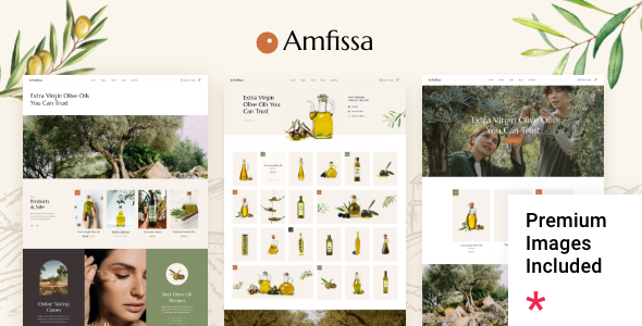 Product preview supplied for Amfissa - Organic Olive Shop WordPress Theme