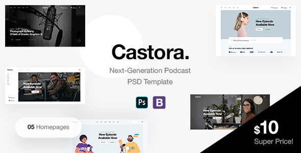 Castora - Podcast PSD Template product preview