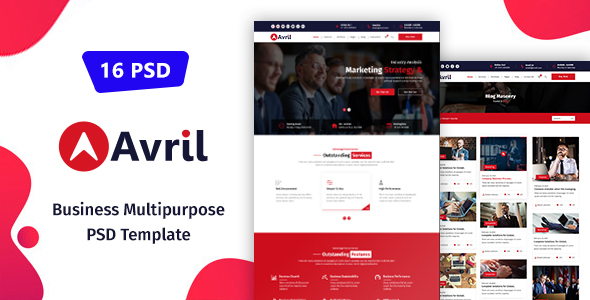 Avril - Business Multipurpose PSD Template listing image