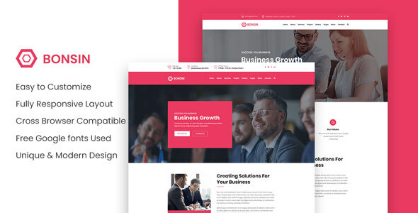 Product preview supplied for Bonsin - Business HTML Template