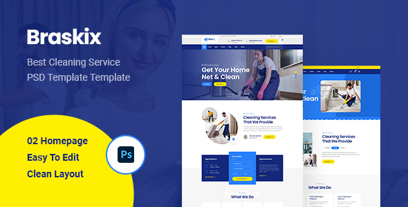 Braskix Cleaning Service PSD Template product preview