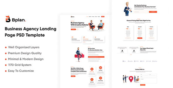 Bplan - Business Agency Landing Page PSD Template