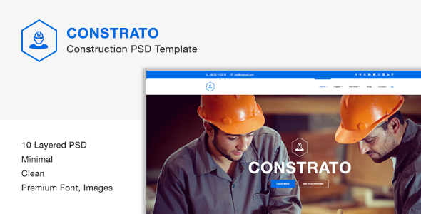 Product preview supplied for Constrato Construction PSD Template