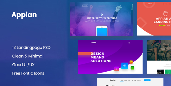 Appian Landing page PSD Template product preview