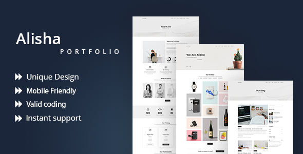 Product preview supplied for Alisha | Creative Personal Portfolio Template