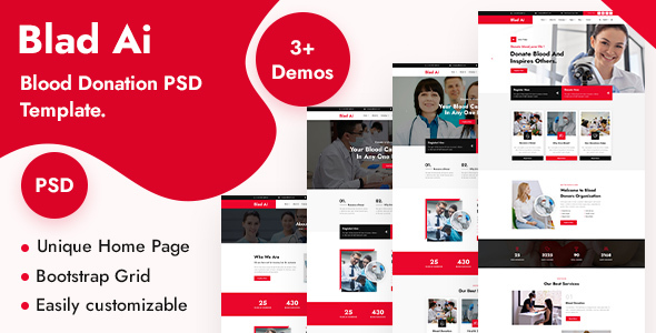 Blad Ai - Blood Donation PSD Template.