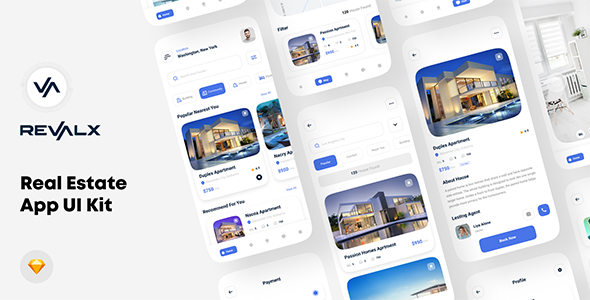 Revalx - Real estate app UI kit For Sketch