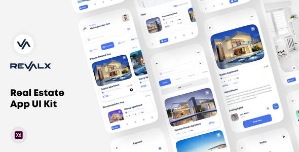 Revalx - Real estate app UI kit For Adobe XD