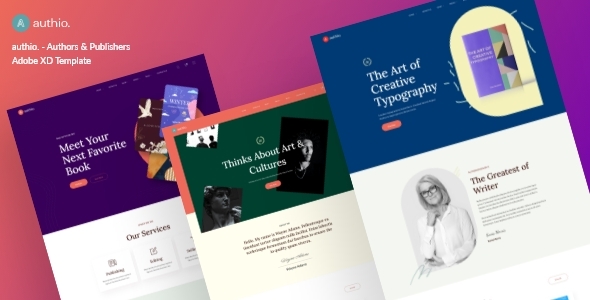 Authio. - Authors & Publishers Adobe XD Template