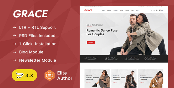 Grace - Online Apparel Store OpenCart 3.x Responsive Theme