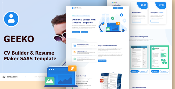 Preview image for Geeko - CV Builder & Resume Maker Bootstrap Template