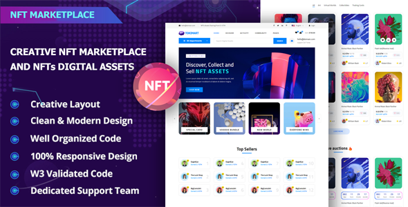 Product preview supplied for Tokimart - NFT Marketplace Template