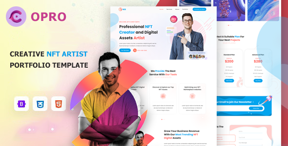 Product preview supplied for Opro - NFT Artist Portfolio Boostrap 5 Template