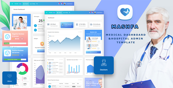 Product preview supplied for Mashfa - Medical Dashboard & Hospital Admin Template