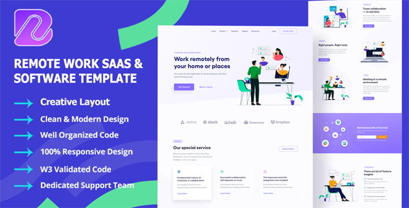 Aviola - Remote Work Software Agency Template product preview