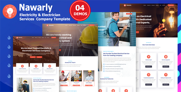 Product preview supplied for Nawarly - Electricity Repairing & Electrician Services Template