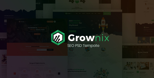 Grownix - SEO, Marketing business PSD Template product preview
