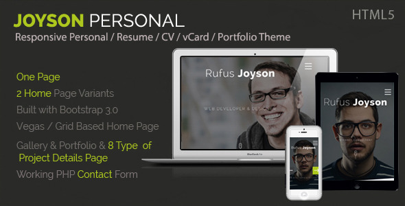 Product preview supplied for Joyson Personal - Resume / CV Vcard Portfolio HTML