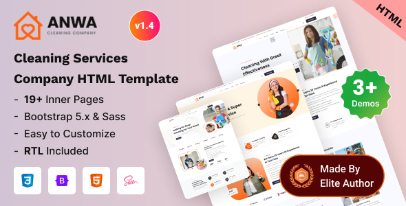 Preview image for Anwa - Cleaning Services Company Bootstrap 5 Template