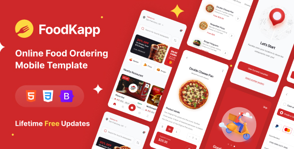 Product preview supplied for foodkapp - Online Food Ordering  Mobile Template
