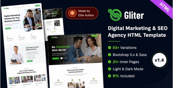 Gliter - Digital Marketing & SEO Agency Bootstrap 5 Template listing image